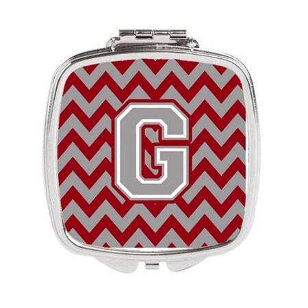 Carolines Treasures Letter G Chevron Crimson and Grey Compact Mirror CJ1043-GSCM